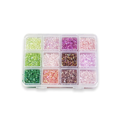 12 Grids Iridescent Crushed Stone Nail Art Chips Multi‑Color Shimmer Flakes