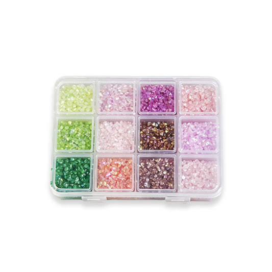 12 Grids Iridescent Crushed Stone Nail Art Chips Multi‑Color Shimmer Flakes