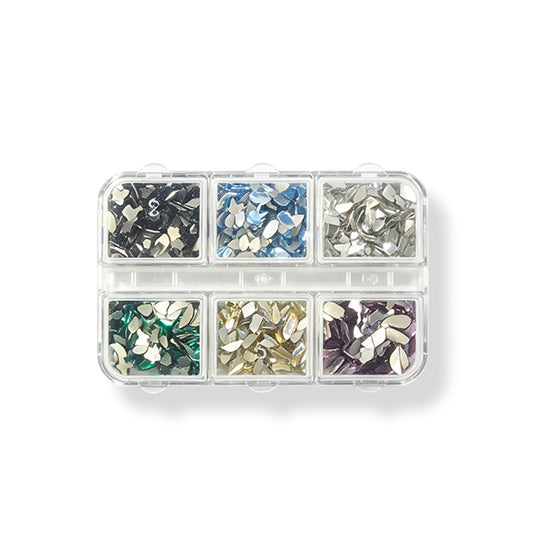 6 Grids Mixed Metallic Nail Art Sequins Irregular Mirror Flakes