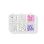 6 Grids Plated Color Zircon Nail Art Gems Mixed Shape Pink Purple Zircon Rhinestones