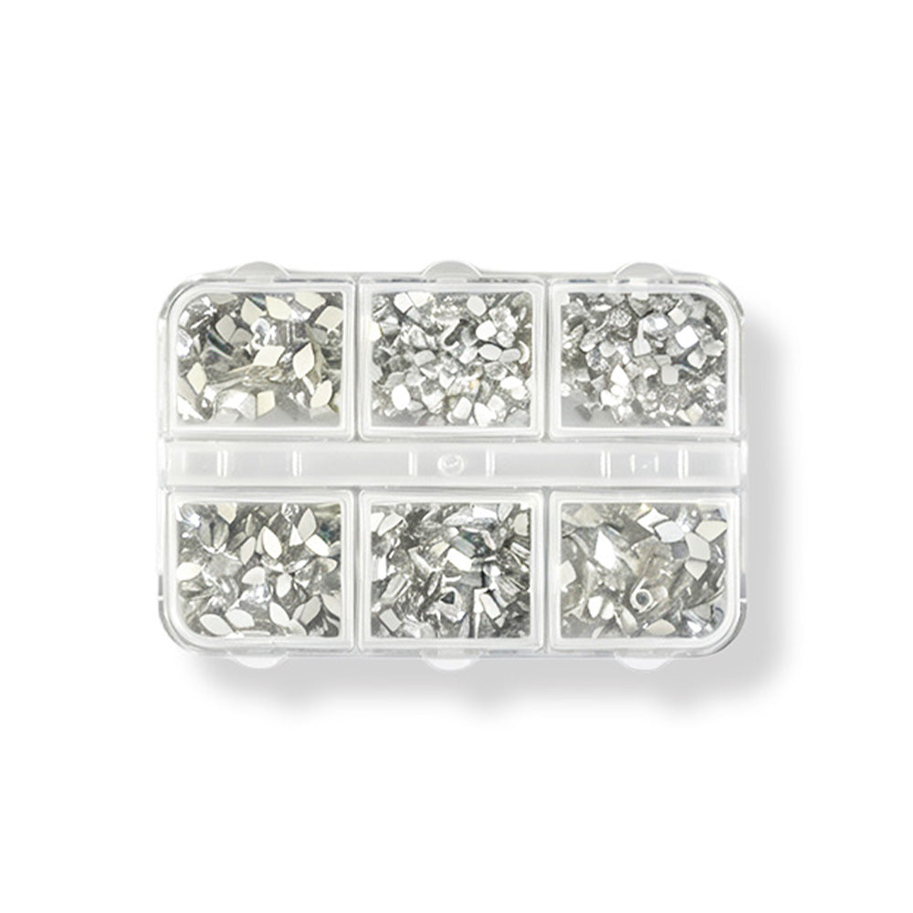 6 Grids Mini Small Silver Nail Art Sequins Mirror Metallic Flakes For DIY Manicure Salon Nail Detail Decor