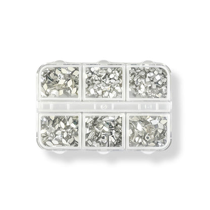 6 Grids Mini Small Silver Nail Art Sequins Mirror Metallic Flakes For DIY Manicure Salon Nail Detail Decor