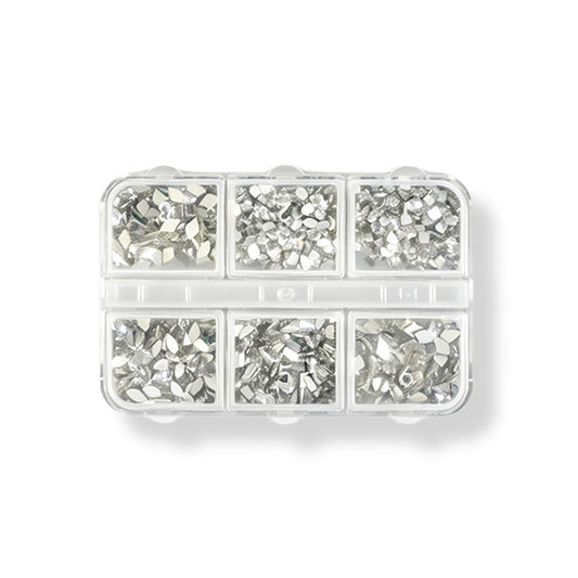 6 Grids Mini Small Silver Nail Art Sequins Mirror Metallic Flakes For DIY Manicure Salon Nail Detail Decor