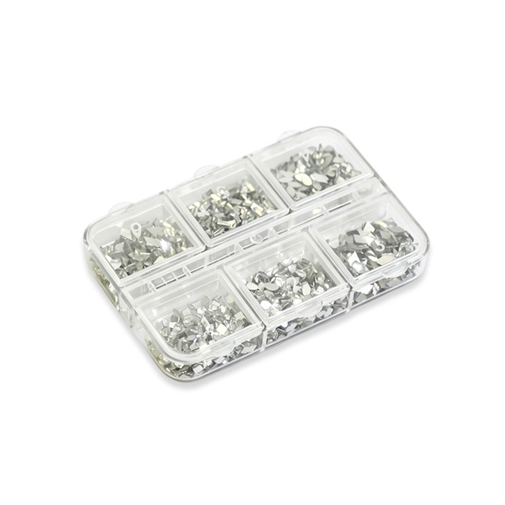 6 Grids Mini Small Silver Nail Art Sequins Mirror Metallic Flakes For DIY Manicure Salon Nail Detail Decor