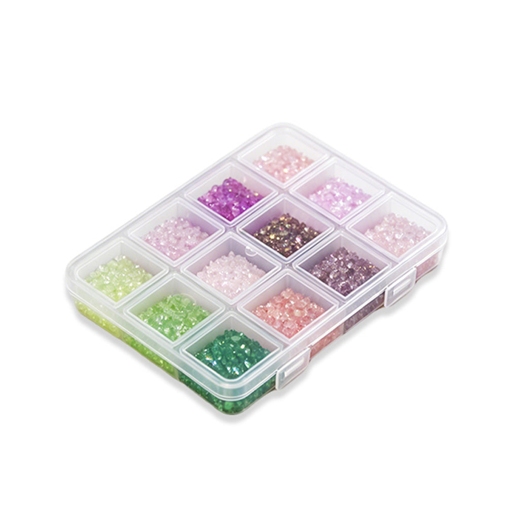 12 Grids Iridescent Crushed Stone Nail Art Chips Multi‑Color Shimmer Flakes