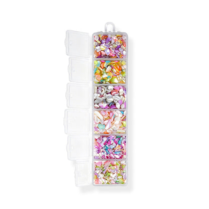 6 Grids Mixed Shell Fragments Nail Art Charms Iridescent Pearl Shell Chips