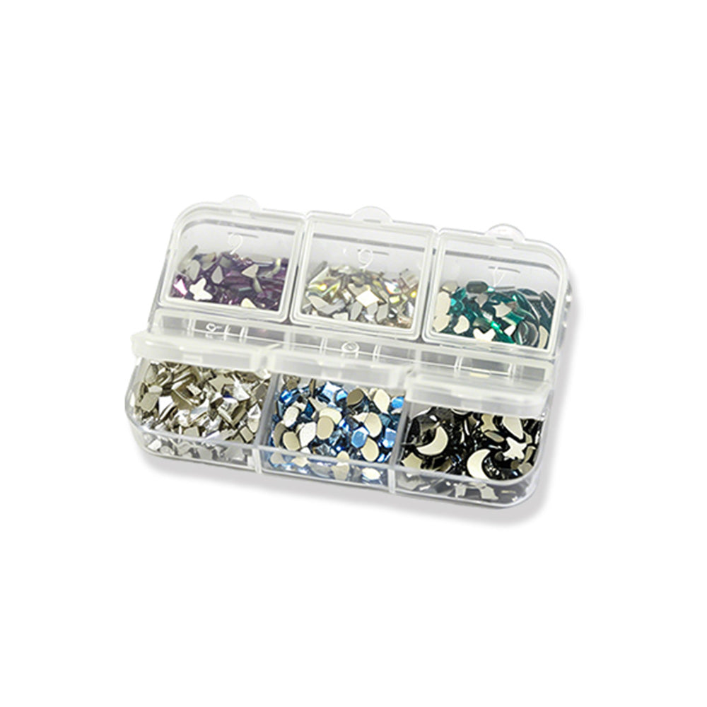 6 Grids Mixed Metallic Nail Art Sequins Irregular Mirror Flakes