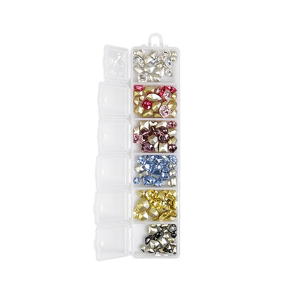 6 Grids Multi‑Color K9 Nail Rhinestones Fancy Cut Crystal Gems