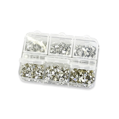 6 Grids Mini Small Silver Nail Art Sequins Mirror Metallic Flakes For DIY Manicure Salon Nail Detail Decor