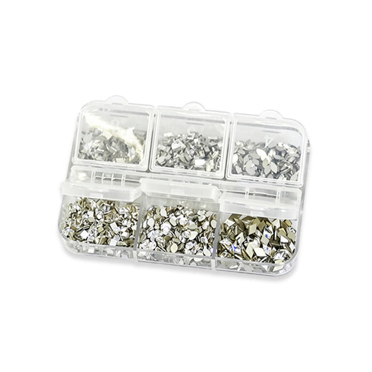 6 Grids Mini Small Silver Nail Art Sequins Mirror Metallic Flakes For DIY Manicure Salon Nail Detail Decor