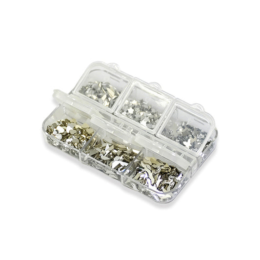 6 Grids Mixed Shape Silver Nail Art Sequins Mirror Metallic Flakes For DIY Manicure Salon Nail Decor