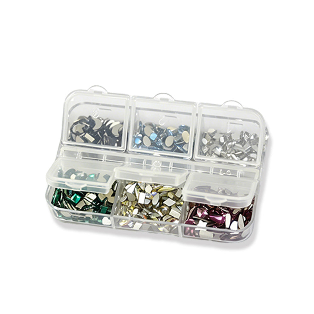 6 Grids Mixed Metallic Nail Art Sequins Irregular Mirror Flakes