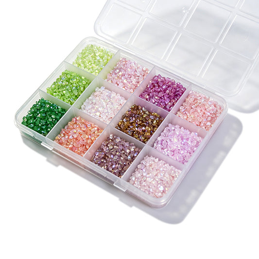 12 Grids Iridescent Crushed Stone Nail Art Chips Multi‑Color Shimmer Flakes