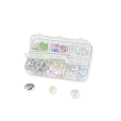 Mixed Transparent Nail Art Rhinestones Multi Shape Clear Crystal Gems 6 Grids Box For Manicure Salon DIY Decor