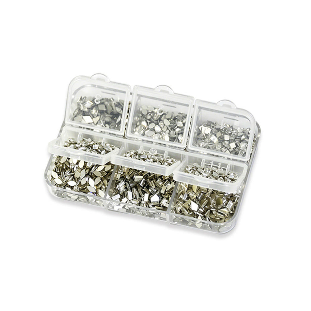 6 Grids Mini Small Silver Nail Art Sequins Mirror Metallic Flakes For DIY Manicure Salon Nail Detail Decor