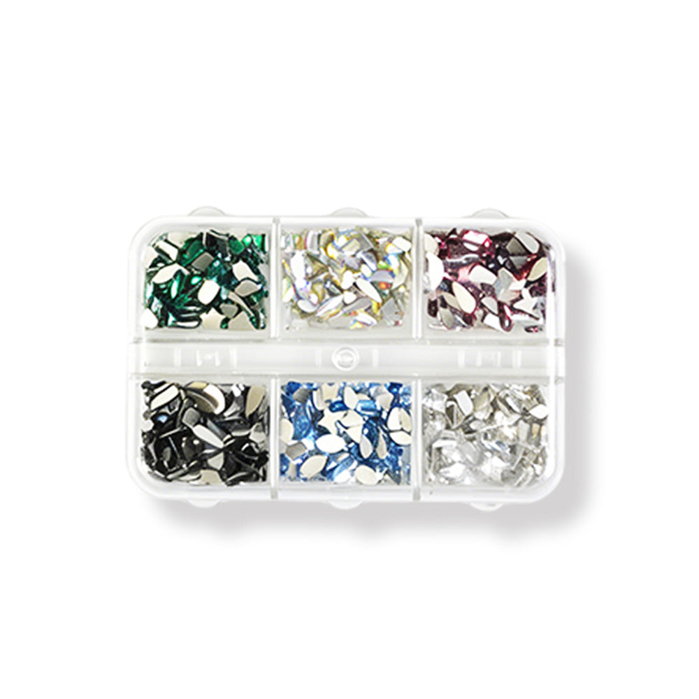6 Grids Mixed Metallic Nail Art Sequins Irregular Mirror Flakes