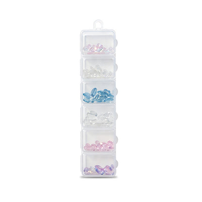 6 Grids Mixed AB Color K9 Nail Rhinestones Iridescent Round Crystal Gems