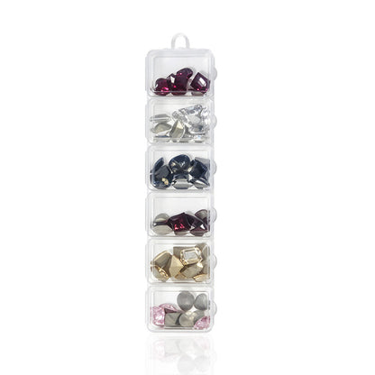 6 Grids Vintage Dark Tone K9 Nail Rhinestones Mixed Shape Crystal Gems