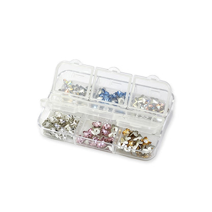 Mixed Butterfly Nail Art Charms 6 Grids Box Shiny Metallic Butterfly Decoration For DIY Manicure Salon Nails