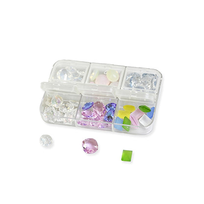 Mixed Transparent Nail Art Rhinestones Multi Shape Clear Crystal Gems 6 Grids Box For Manicure Salon DIY Decor
